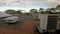 Air compressor on roof of building with blue sky and clouds time lapse