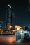 Air conditioned public bus stop in Dubai at night, UNITED ARAB EMIRATES