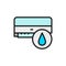 Air conditioner washing, air humidification flat color line icon.
