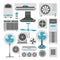 Air conditioners and fans or air purifiers humidifiers vector flat icons set
