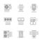 Air conditioners line flat icons set