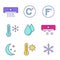Air conditioning color icons set