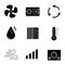 Air conditioning glyph icons set