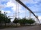 Air conveyor belt system in an industrial plant.