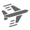 Air delivery solid icon, logistics symbol, flying plane vector sign on white background, air freight carrier icon in