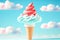 Air dessert vanilla and strawberry most delicious ice cream cone