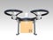 Air drone with carton package on gray background