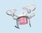 Air drone with gift package in the sky