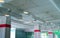 Air duct, air conditioner pipe, fire sprinkler system. Air flow and ventilation system. Building interior. Ceiling lamp light