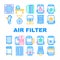 Air Filter Accessory Collection Icons Set Vector