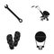 Air, flight, entertainment and other web icon in black style.rubber, design, ball, icons in set collection.