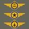 Air force badge set. Airforce logo with wings and star. Army and military emblem. Vector illustration.