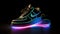 air force one shoe with extremely beautiful color lightning generative AI