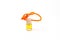 Air freshener bottle with wooden cap and orange cord close-up