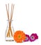 Air freshener with wooden aroma sticks and flowers