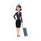 Air hostess or stewardess ready to journey flat vector illustration isolated.