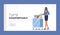 Air Hostess in Uniform Landing Page Template. Stewardess Push Trolley with Drinks Holding Pos Terminal. Flight Attendant