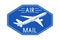 Air mail blue postal sticker or emblem