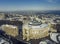 Air panorama center city with national opera and ballet theatre and sea port in Odessa Ukraine. Drone footage  winter time and