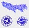 Air plane Mosaic Vector Tokyo Prefecture Map and Grunge Stamps