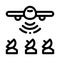 Air plane radar signal icon vector outline illustration