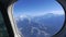 Air plane window view at Everest mountain