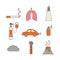 Air pollution icon set