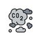 Air pollution, industrial smog, co2 emissions flat color line icon.