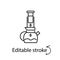 Air pressure coffee plunger outline icon. Barista equipment. Editable stroke. Isolated vector stock illustration