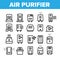 Air Purifier Devices Collection Icons Set Vector