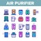 Air Purifier Devices Color Icons Set Vector