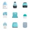 Air purifier icons set flat vector isolated