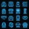 Air purifier icons set vector neon