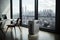 air purifier in sleek and modern office, with view of city skyline