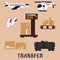 Air and rail freight service icons