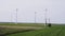 Air rotation of the blades of wind generators in the lands of Saxony, Germany.