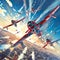 Air Shows aerial displays with airplanes aerobatics and thrilling stunts exciting 3D AI ISOMETRIC