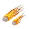 Air Stones Flying with Flame Tails as Natural Cataclysm Vector Illustration