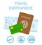 Air Ticket, Passport Illustration with Lettering