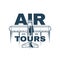 Air tours icon with vintage propeller airplane