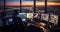 Air Traffic Controllers\\\' Vigilant Watch from Airport Control Towers. Generative AI