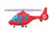 Air transport, modern red helicopter, fast vehicle for air travel, design cartoon style vector illustration, isolated on