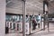 Air travelers pass through automated passport border control gates Milano Malpensa Airport. Electronic automatic passport check