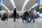 Air Travellers Walk Through An Airport