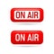 On air vector sign. Live stream symbol. Illustrration on-air sign, broadcast media sound, radio and television record.