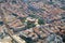 The air view of central Lisbon with round building of Centro comercial do Campo Pequeno. Portugal