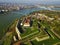 Air view of Petrovaradin fortress and Novi Sad town