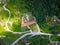 Air view to the Rakovac orthodox monastery in Fruska Gora Mountain, Serbia