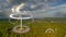 Air visualization with wind turbine, hud digital motion design, particles animation of generating clean renewable energy