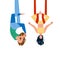 Air Yoga Training Exercise Girls Couple Vector